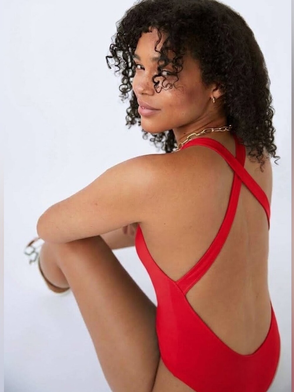 Wilfred Marie red criss cross back high neck bodysuit